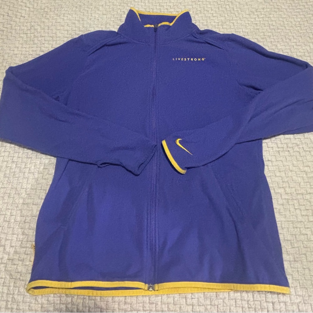 Y2K Livestrong Purple Yellow Fleece Jacket Size L